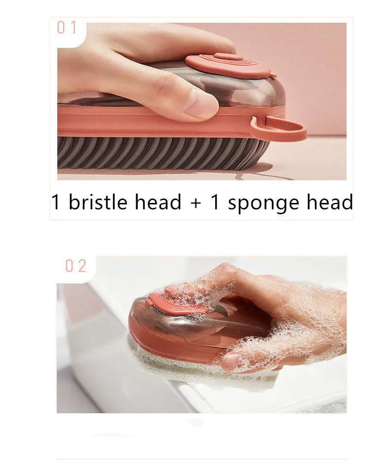 Blue automatic liquid cleaning brush with ergonomic grip for shoes and laundry on a white background.