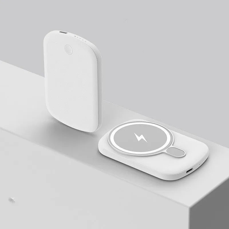 Magsafe magnetic wireless power bank in Barbie Pink, Black, White, or Purple colour options