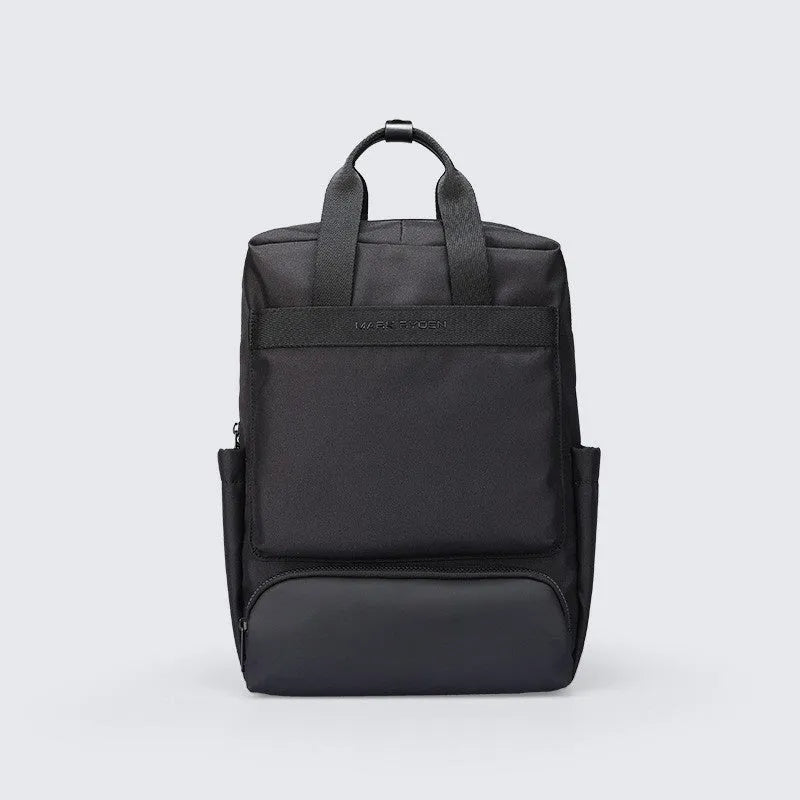 Black Oxford cloth computer backpack with 20-35L capacity and polyester lining