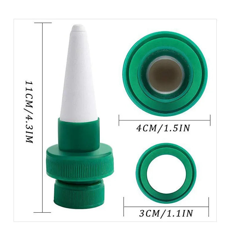 Green ceramic plant water dripper for connecting to cola bottles for automatic garden irrigation