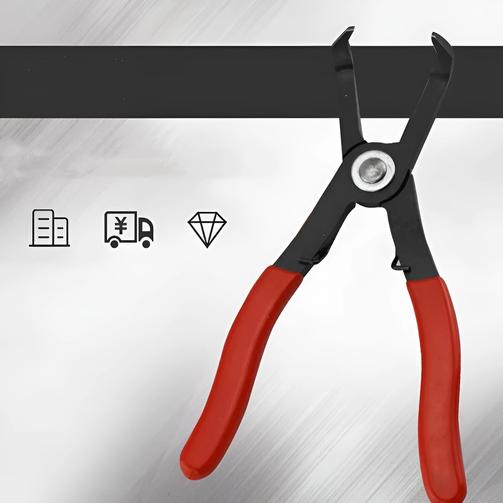 Red interior round nail removal pliers for door panel fastener work