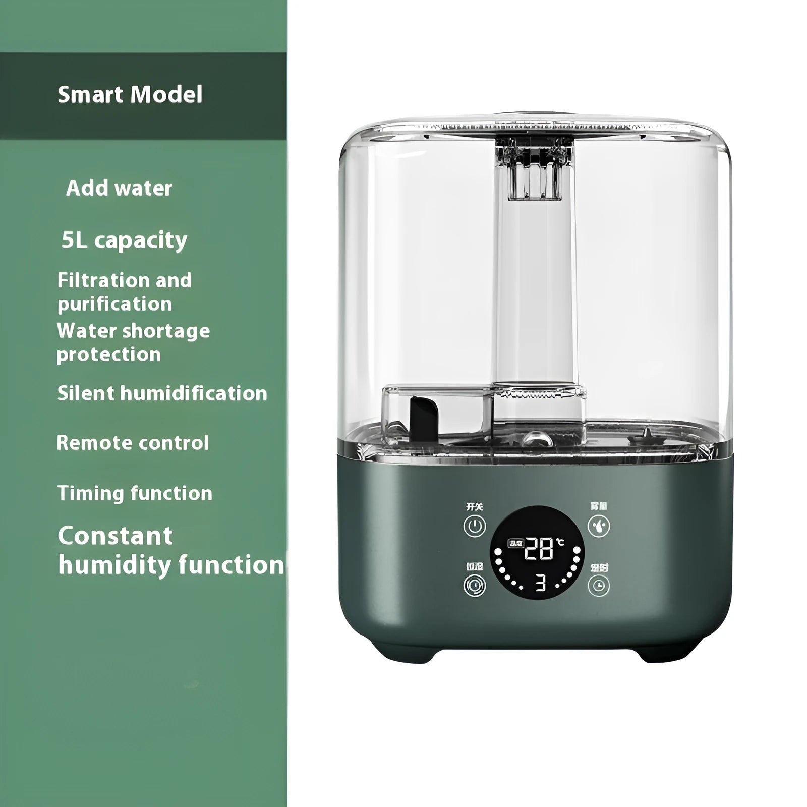 Green KC-112 touch screen humidifier with remote control for home use