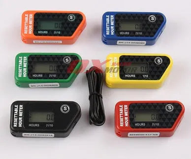 Black waterproof LCD maintenance timer for ATV motorcycle and marine engine service scheduling