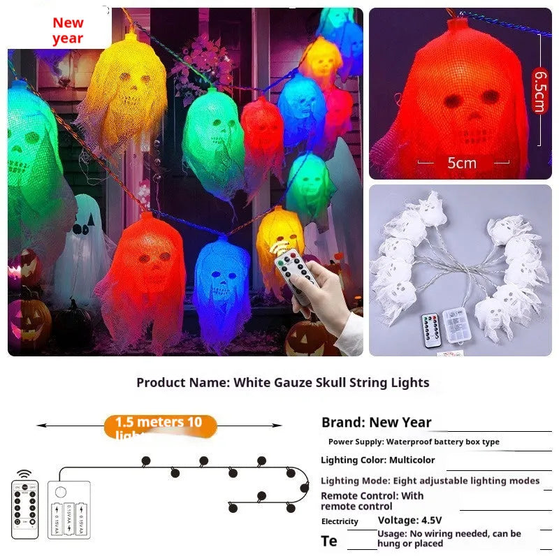 Halloween coloured LED fairy lights with battery box for indoor wall decoration.