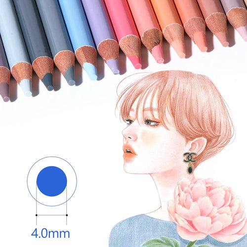 24 skin tone colour pencils for portrait artwork in round brush pot with iron box