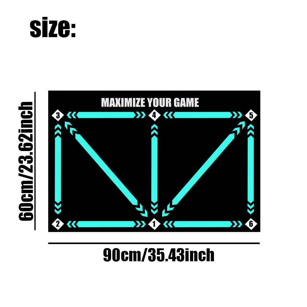 Indoor football training mat with rubber surface for skill practice exercises