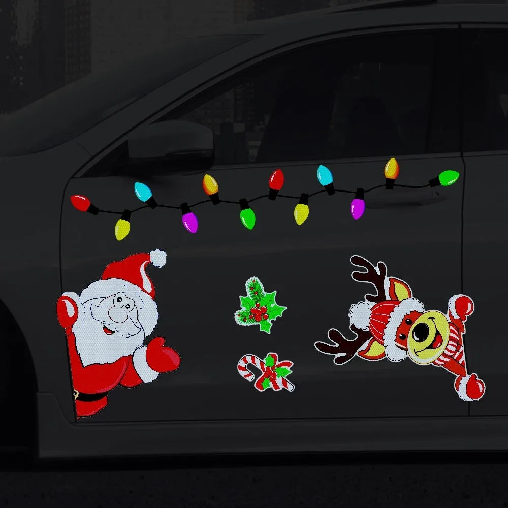 Christmas elk reflective magnetic sticker with cartoon design in medium size