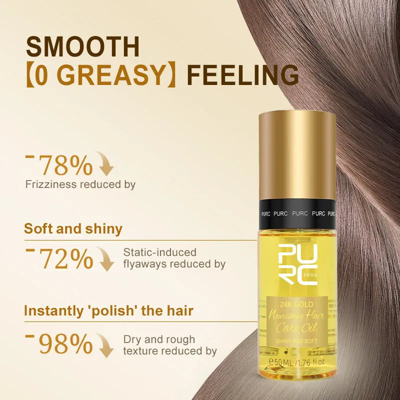 Yellow 50ml hair care essential oil bottle for scalp control and frizz improvement.