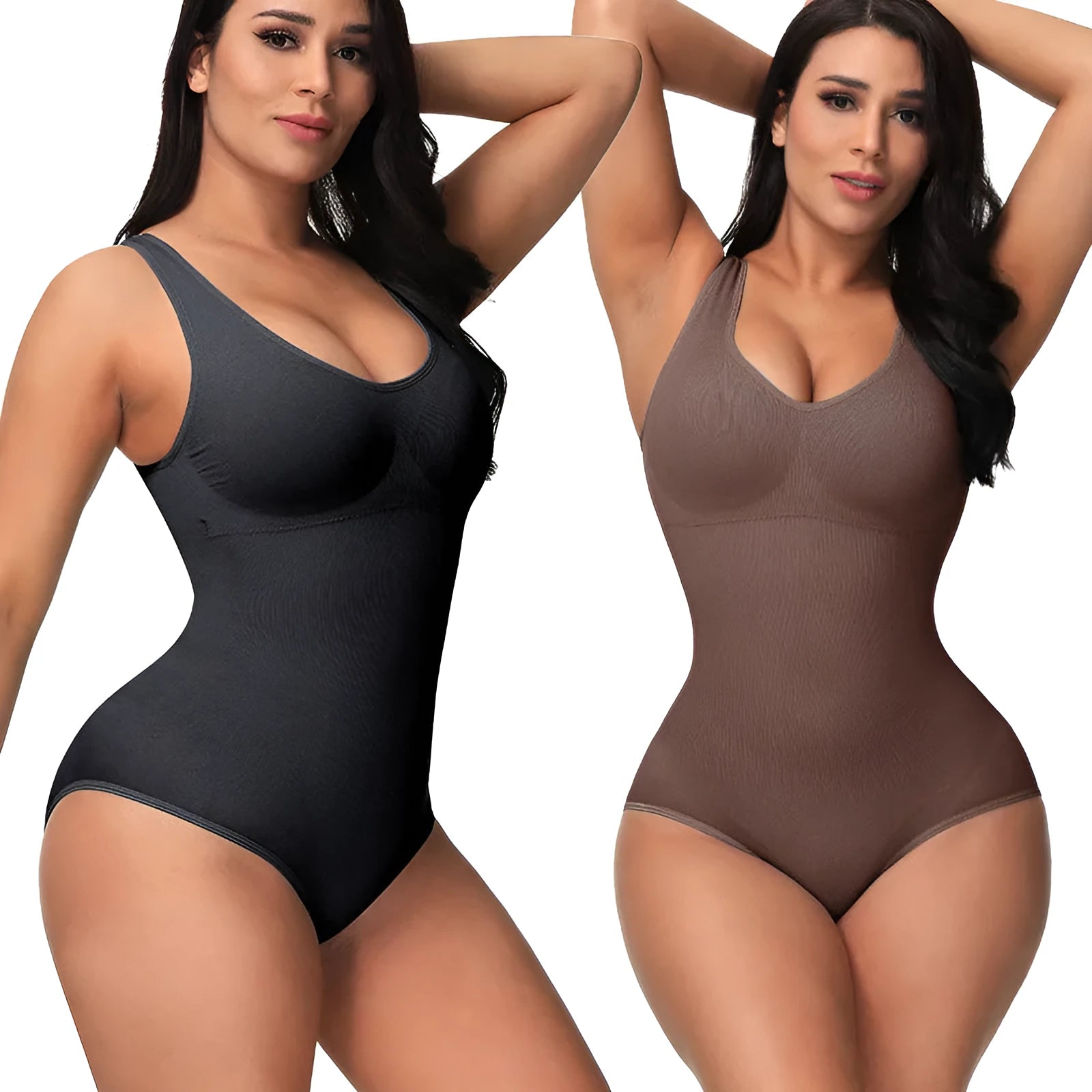 Women's seamless nylon corset bodysuit for waist support and body sculpting