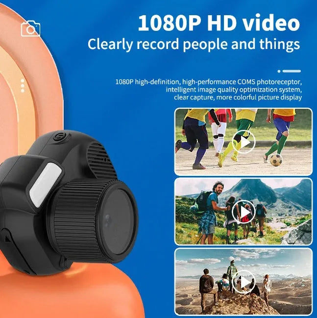 Black Y3000 HD outdoor sports camera with small screen, compact size for student travel and video recording.