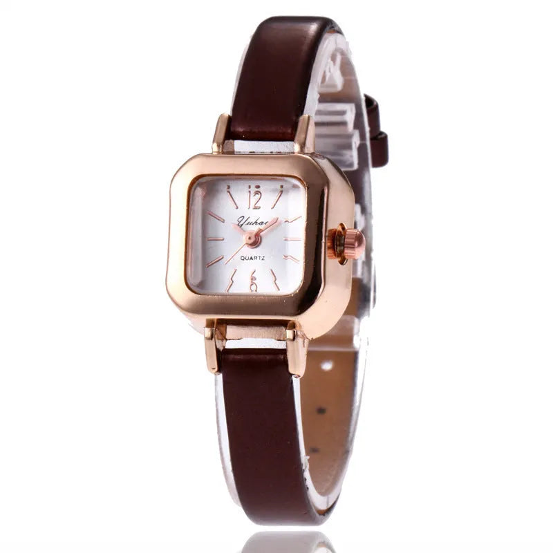 Women's alloy fashion watch in black, white, pink, or brown colour with 10mm thickness