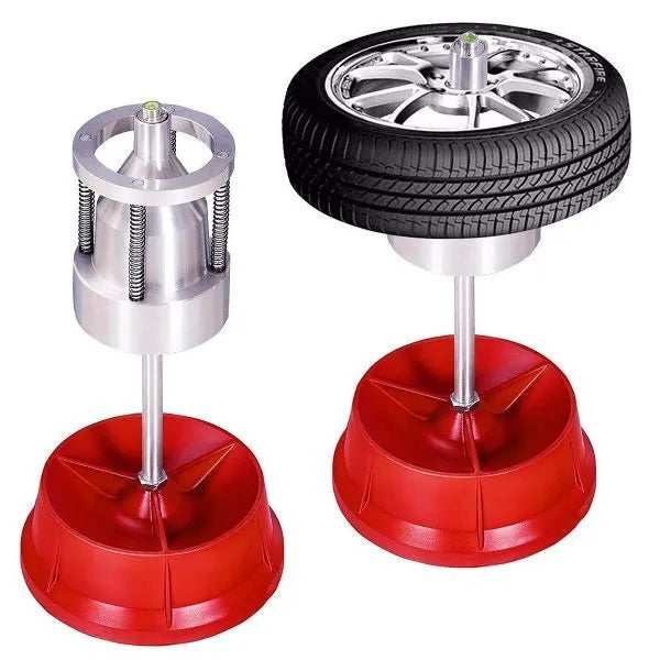 Portable wheel balancer with aluminium head and enamel-finished base for tyre balancing