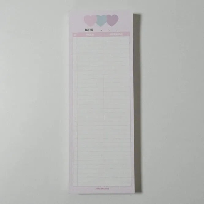 English words notepad with double-sided printing, half B5 size 9.1x25.7cm with pink cover