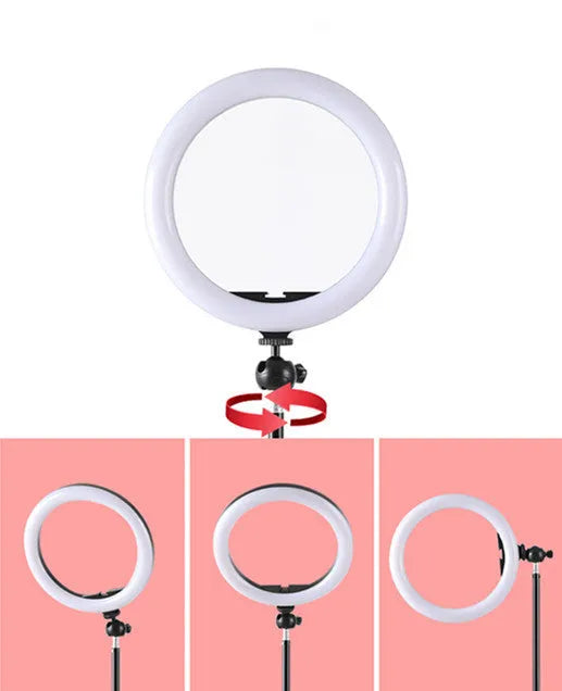 10-inch circular ring selfie light with adjustable metal bracket for smartphone photography