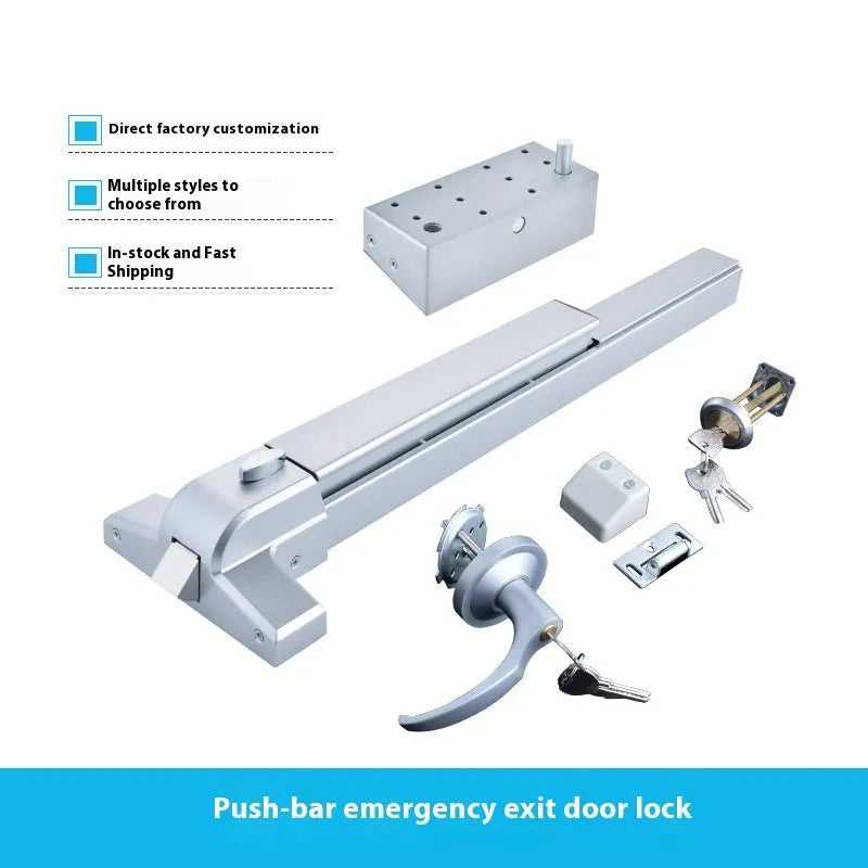 Stainless steel fireproof door push lock with external handle for 65cm baked paint doors