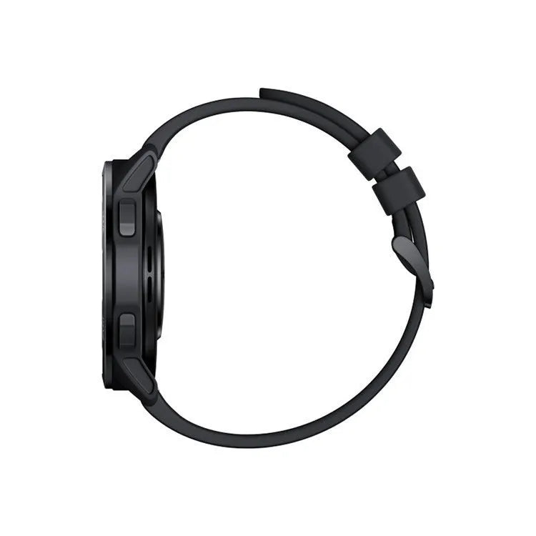 Dual band GPS smart watch with silicone strap in black, white, or blue colour on wrist