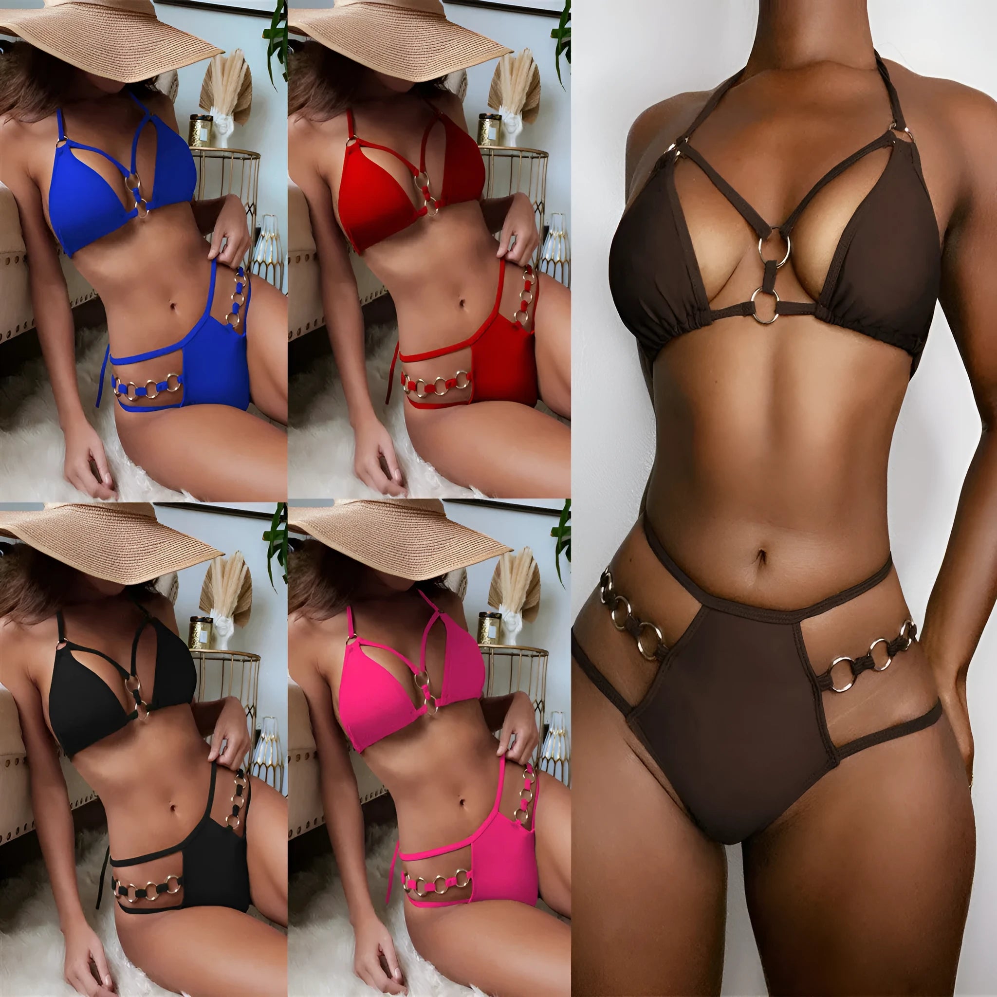 Women's separated bikini swimwear set with matching shorts in nylon fabric