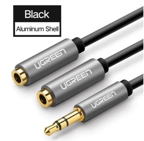 Short 20cm black earphone replacement cable with 3.5mm gold-plated plug.