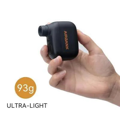 AS100 black electric bike pump with USB cable and waterproof storage bag