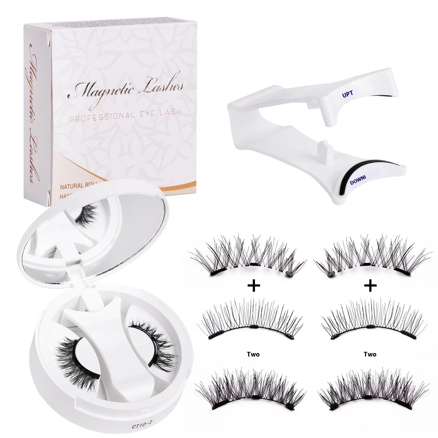Portable magnetic false eyelash kit with built-in soap holder compartment