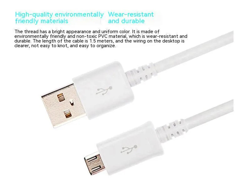 Black and white Android universal data cable with Micro USB connector and 1-metre length