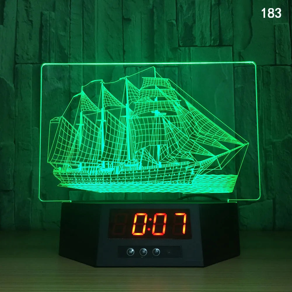 3D blue dolphin LED table night light with remote control on wooden surface