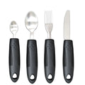 Stainless steel adaptive cutlery with rubber handles in anti-shake design for elderly food aid