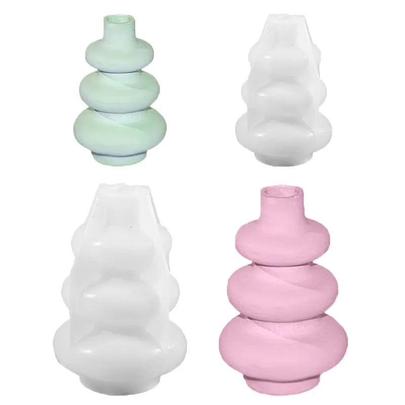 Three-layer circle vase silicone baking mould in modern simple style