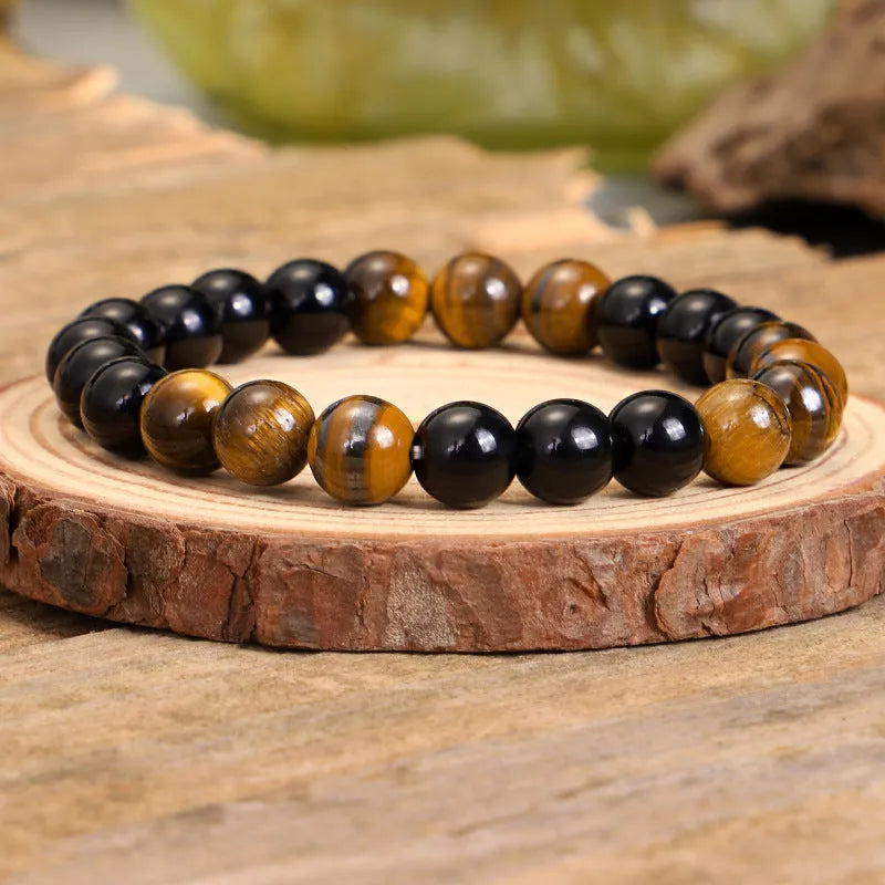 Tiger eye stone tassel sweater chain with 81cm circumference and drop shape pendant