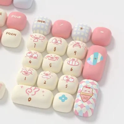 Sublimation printed cartoon pig party theme keyboard keycap set with 139 keys for mechanical keyboards