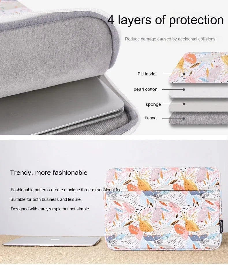 White waterproof PU leather laptop inner bag for 14 inch computers with anti-seismic padding