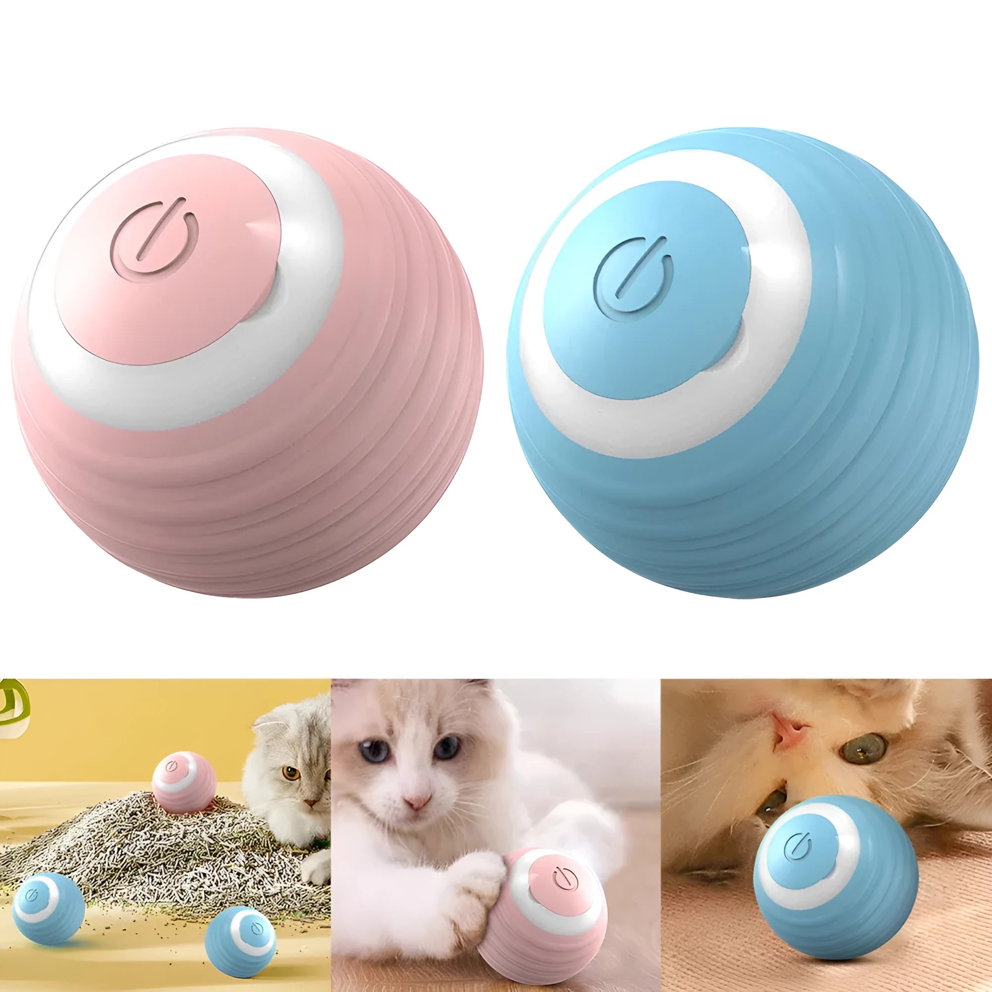 Automatic moving bouncing rolling ball smart cat toy in blue and pink colour options