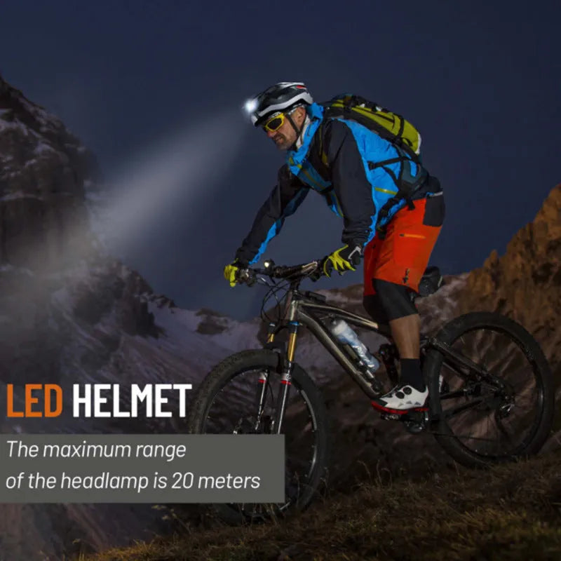 Black and grey smart cycling helmet with integrated LED warning lights on adult model