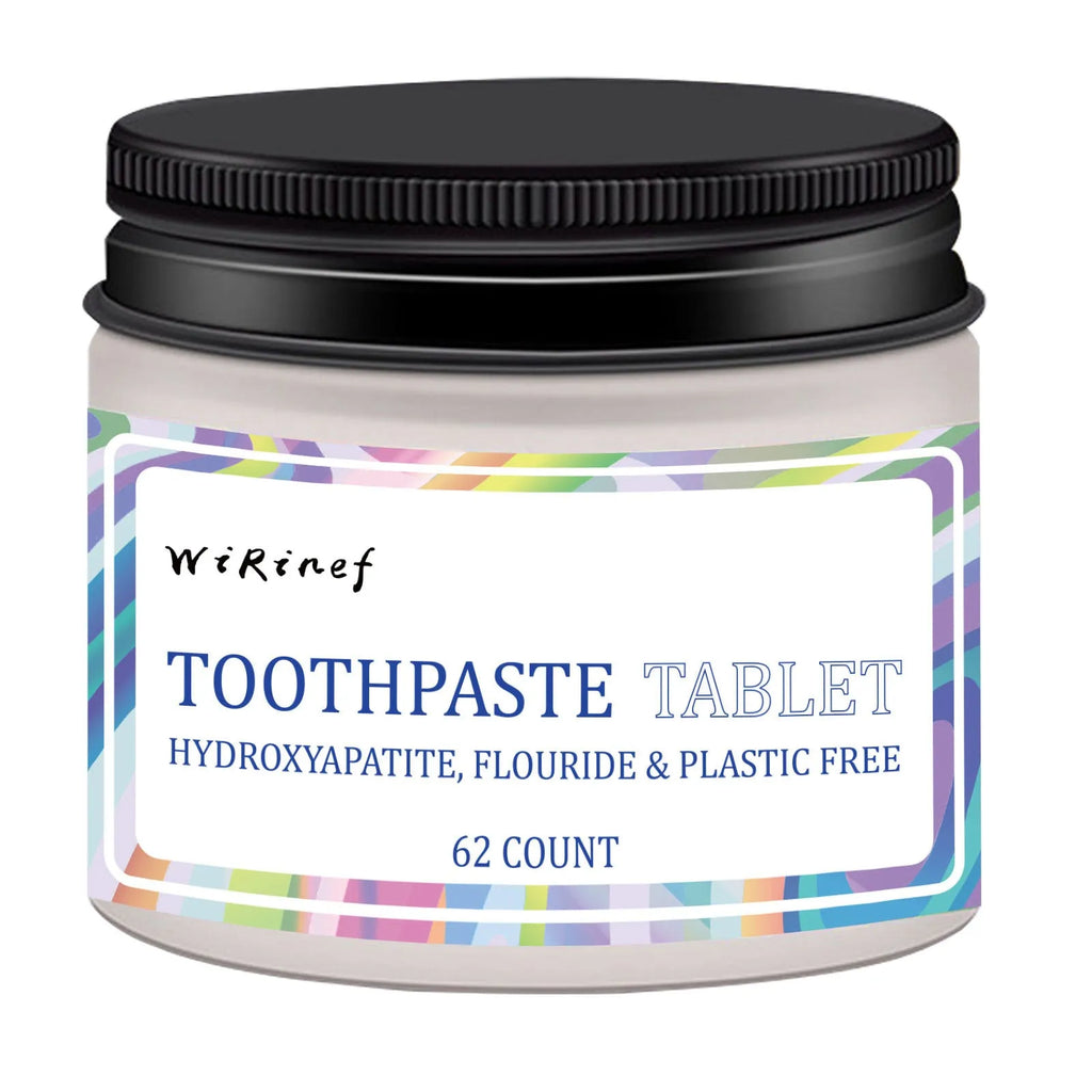 Pack of 62 solid mint toothpaste tablets for portable chewing cleaning