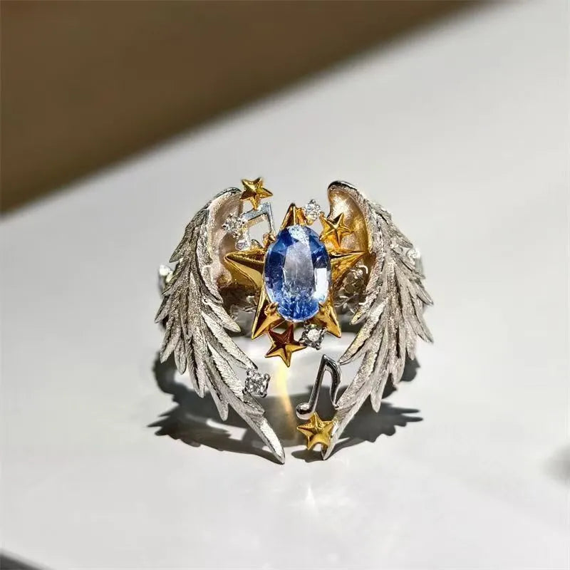 Adjustable open mouth geometry alloy ring with US size 8 specification