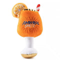 Yellow cup-shaped plush dog toy with squeaker measuring 7cm