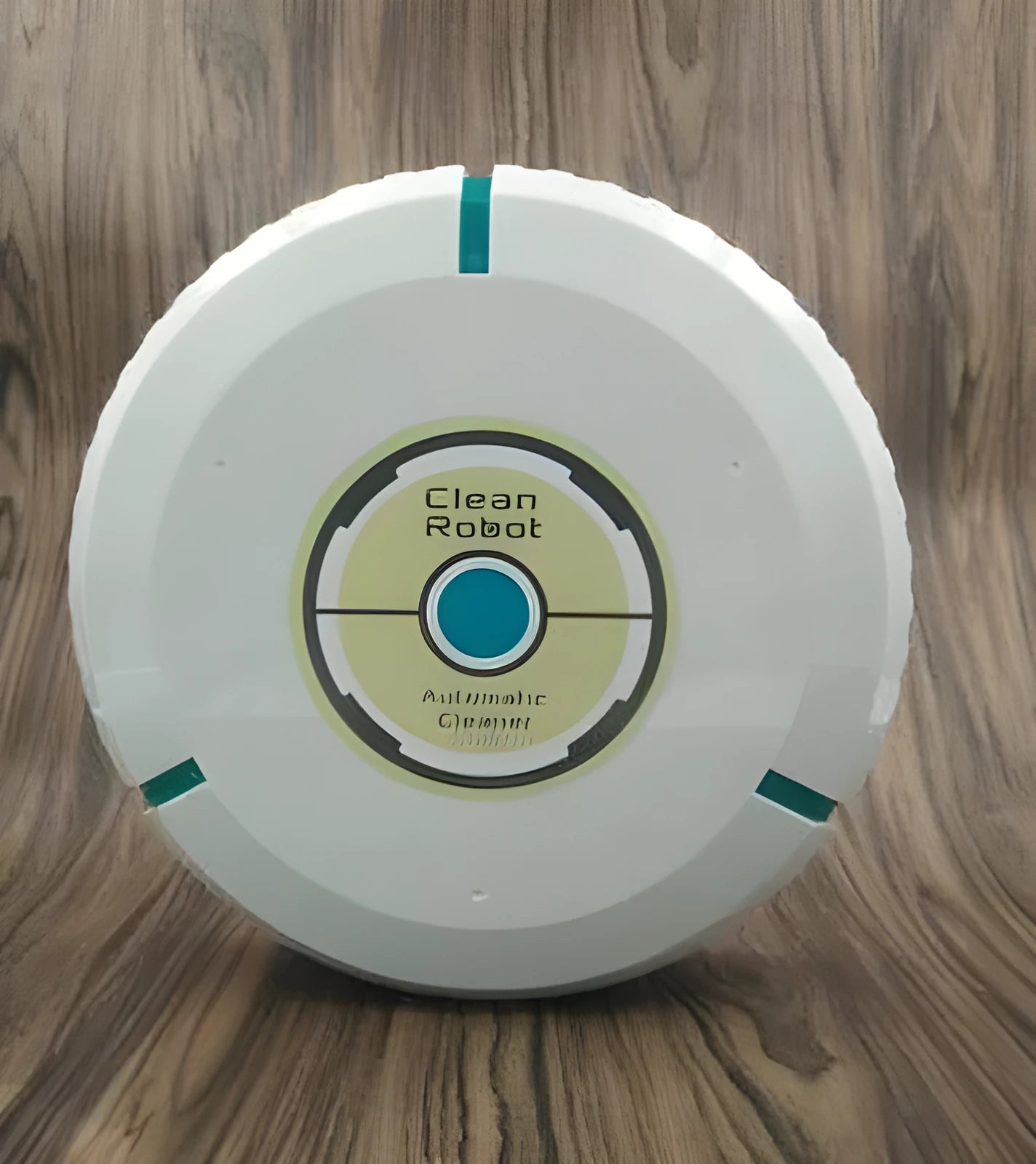 Black and white AC robot vacuum cleaner on wooden floor
