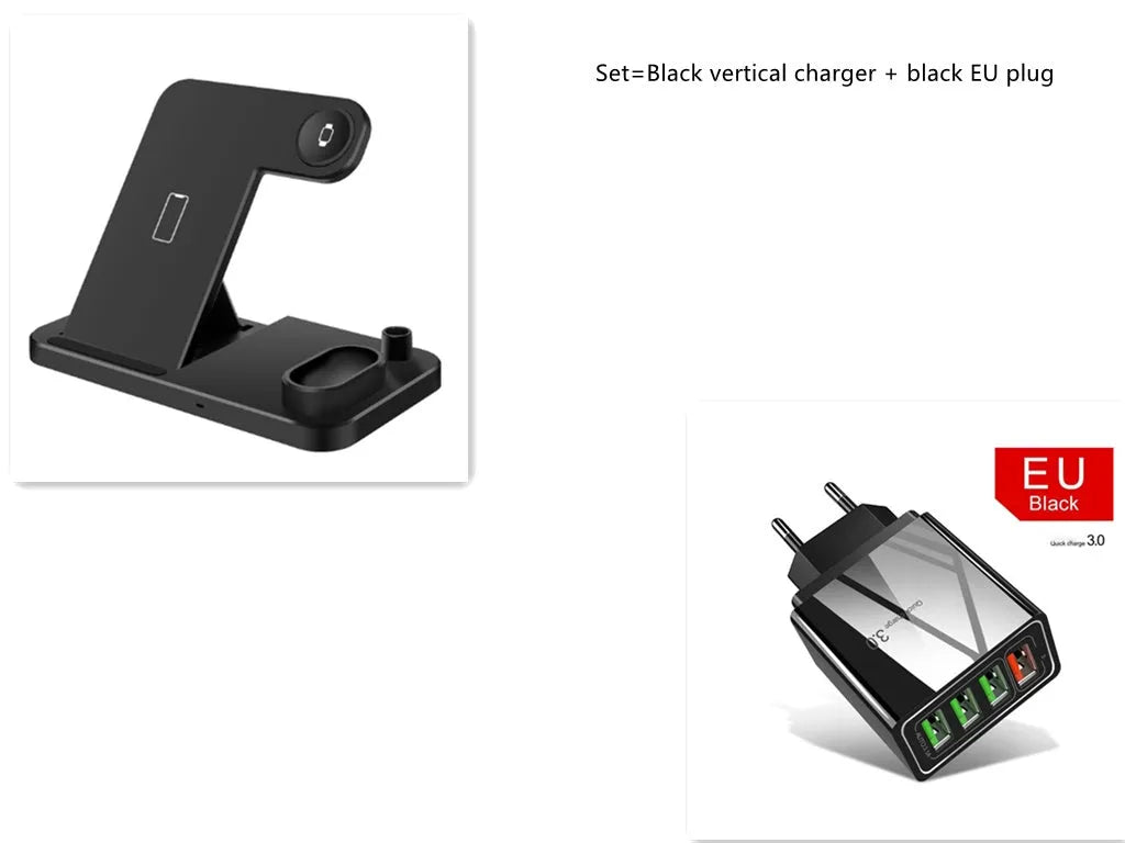 4-in-1 wireless charging station with adjustable stand for Apple Watch, iPhone, AirPods, and Apple Pencil