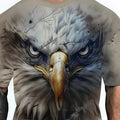Men's loose fit casual t-shirt with coloured letter or eagle head graphic on chest.
