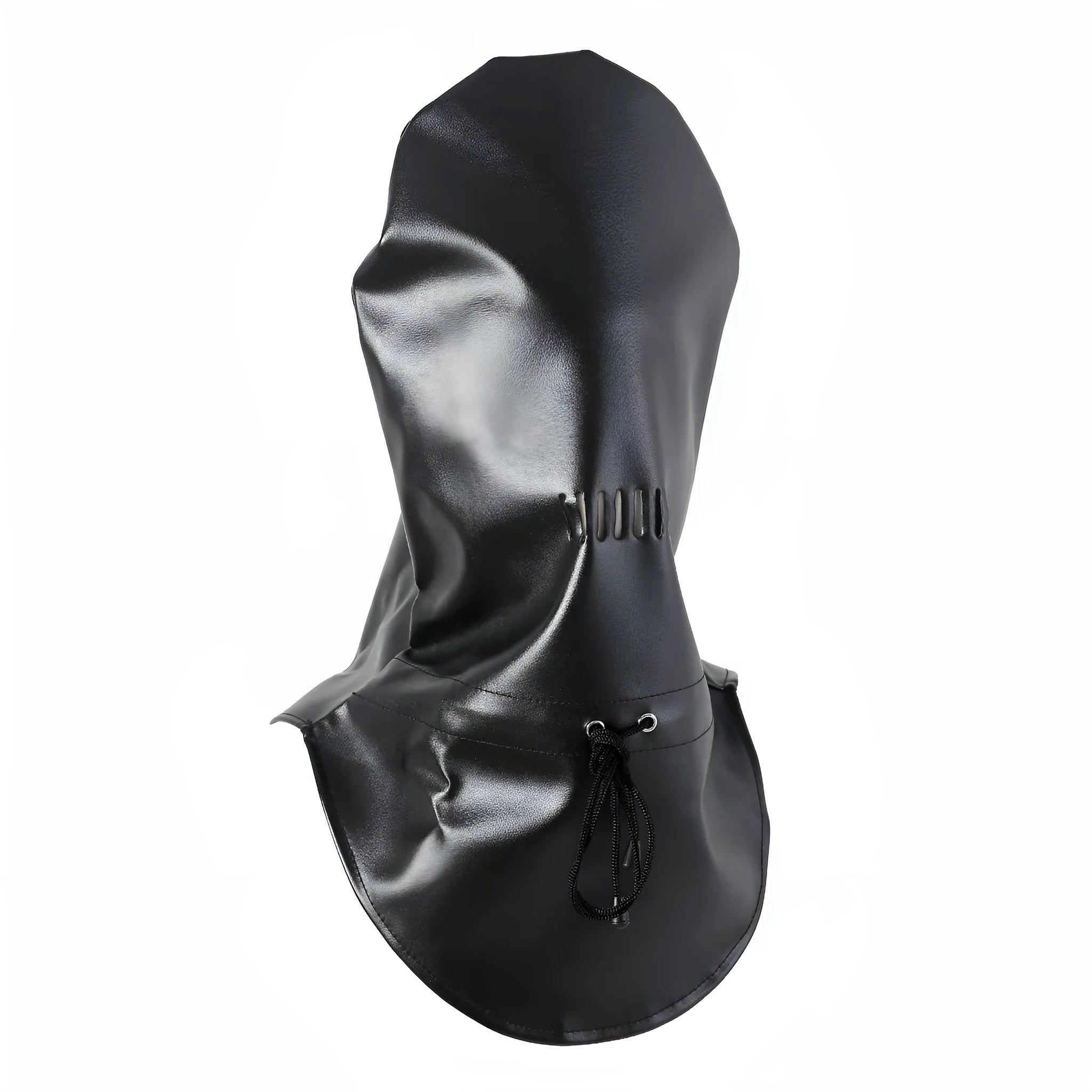 Black PU leather breathable adult roleplay mask with adjustable straps for BDSM training props