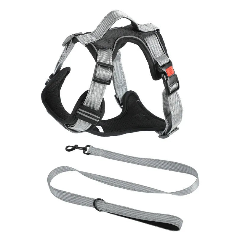Polyester dog chest strap vest with optional hand-held rope in various colours for medium to extra-large dogs