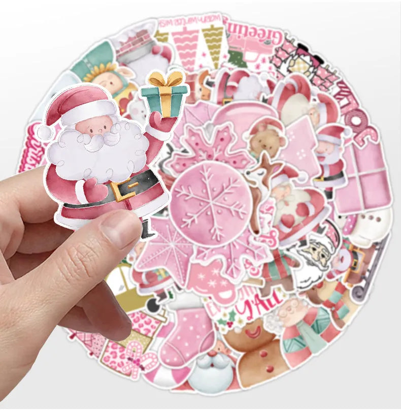 50 waterproof Christmas vinyl stickers 4-8cm for phone, laptop, guitar, and notebook decoration