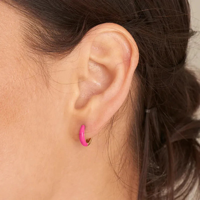 Geometric U-shaped oval earrings with colour epoxy finish in seven colour options