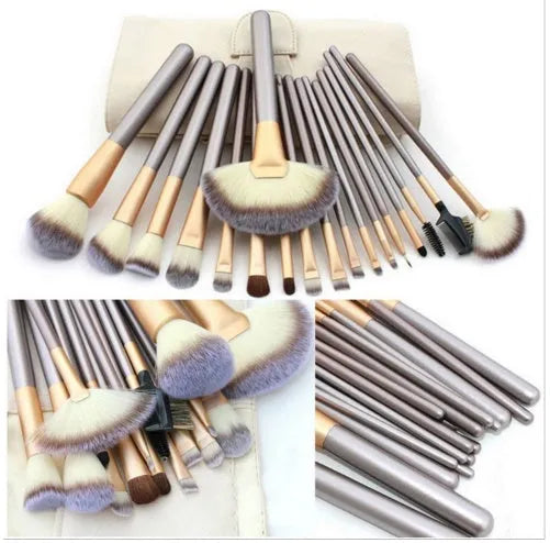 Persian make-up brush set with rice white brush heads and champagne coloured handles