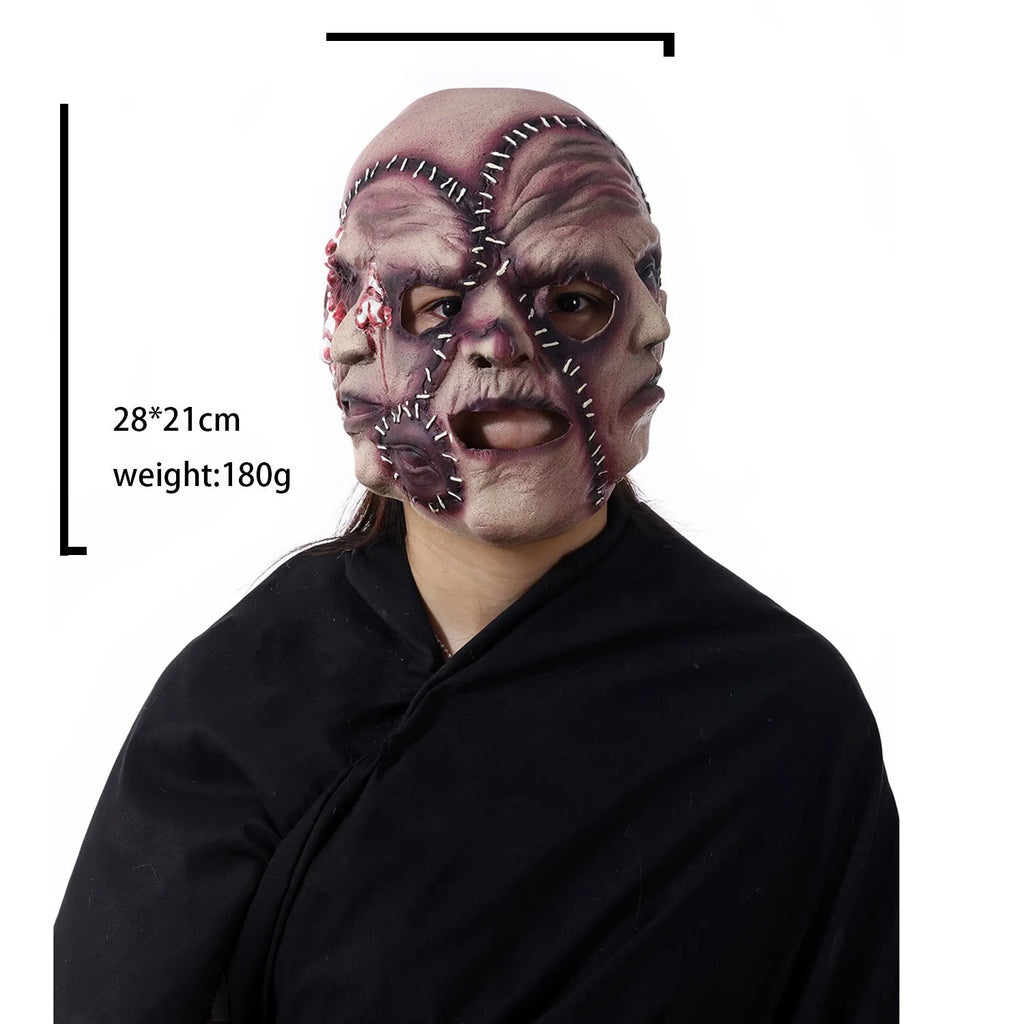 Three-sided grimace horror mask made from natural latex for adult Halloween and costume events
