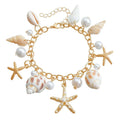 Women's alloy waist chain and matching bracelet set with star decorations and beach theme