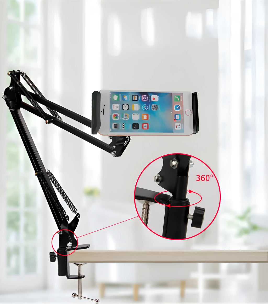 Adjustable phone tablet stand with 10cm base in black or white colour