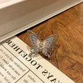 Butterfly women's copper ring with adjustable split ring design showing oil-drip colour treatment