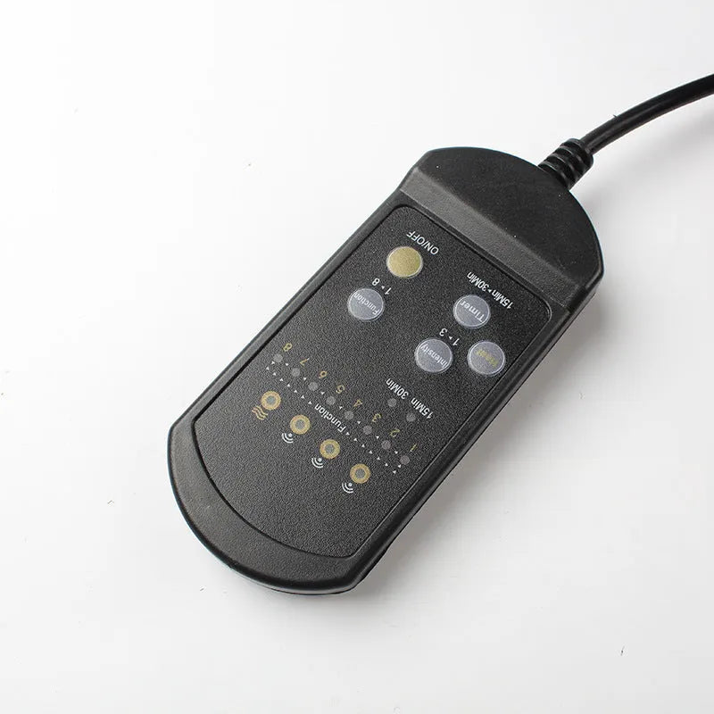 Black heating massage mat with infrared physiotherapy function and a connected seat cushion.