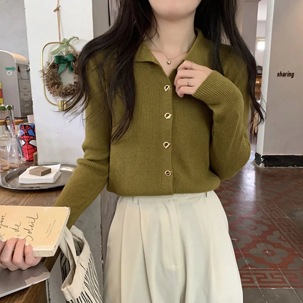 Loose long sleeve viscose knitted cardigan top in beige, black, green, khaki, or oatmeal colour.